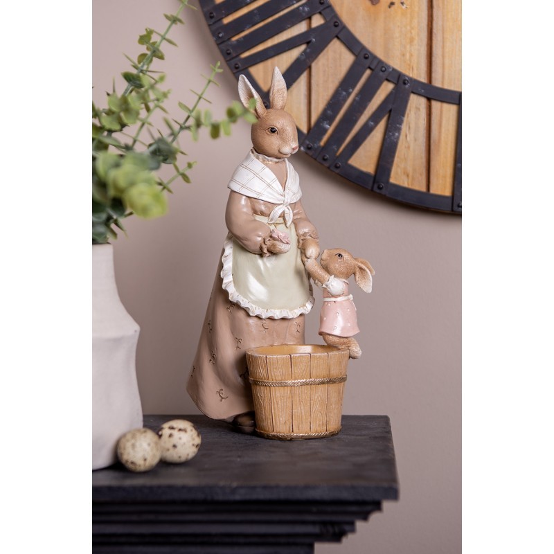 Dekorace králičí žena v šatech s malým králíčkem - 13*10*24 cm