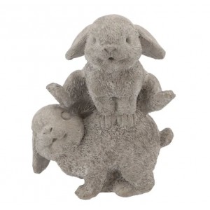 Šedá antik cementová dekorace králíčci Jumping Rabbit - 15*11*20 cm