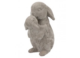 Šedá antik cementová dekorace králíčci Hugging Rabbit - 17*12*25 cm