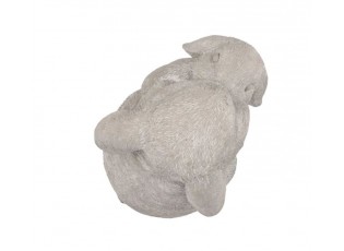 Šedá antik cementová dekorace králíčci Hugging Rabbit - 17*12*25 cm