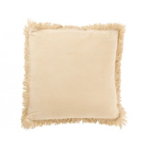 Béžový sametový polštář s třásněmi Fringe - 50*9*50 cm