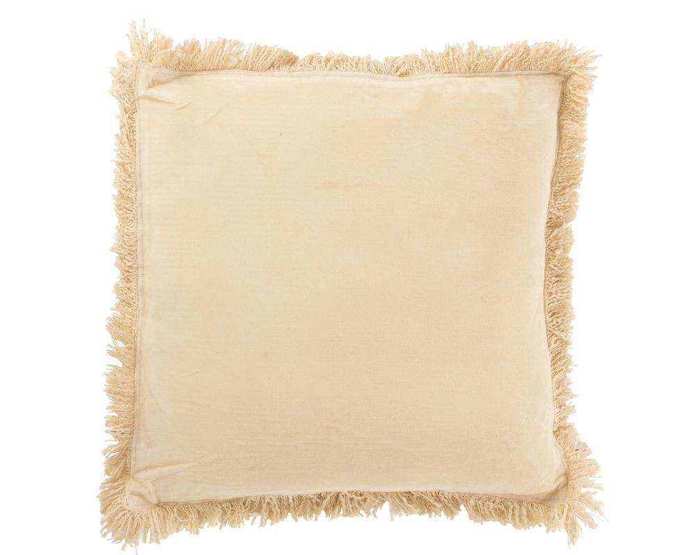 Béžový sametový polštář s třásněmi Fringe - 50*9*50 cm