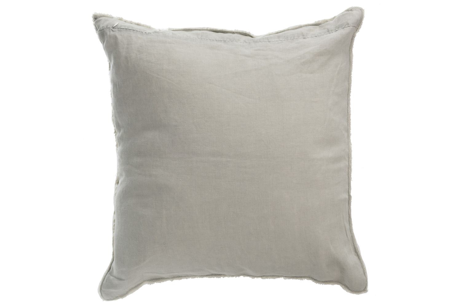 Zelený opraný lněný polštář s třásněmi Stonewashed - 45*10*45 cm