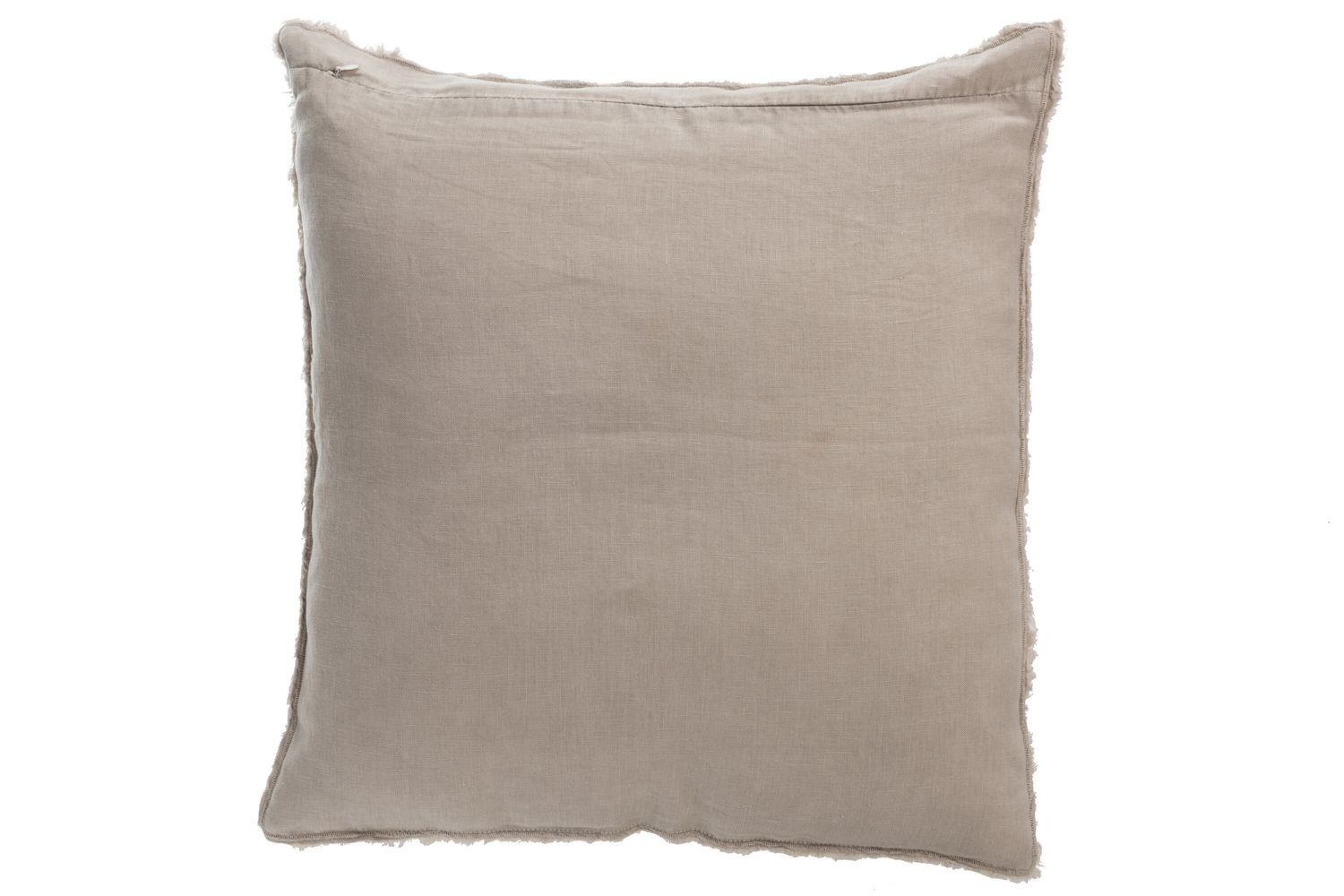 Taupe opraný lněný polštář s třásněmi Stonewashed - 45*10*45 cm