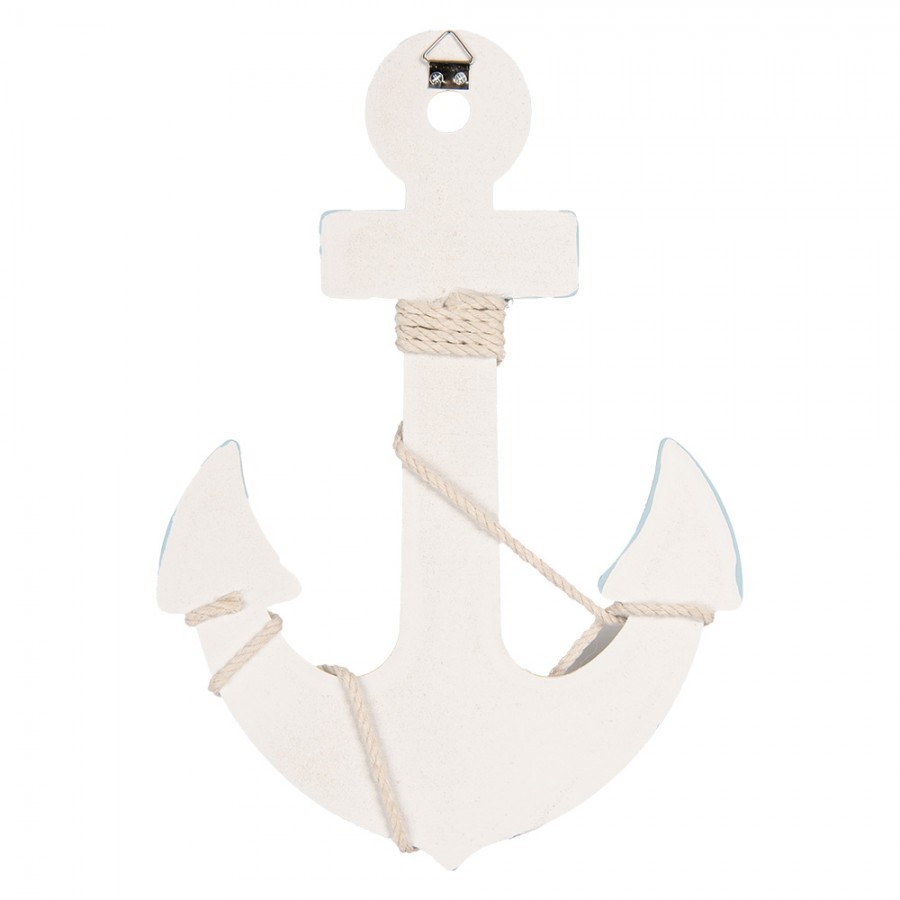 Modro-bílá dřevěná dekorace kotva Anchor Nautic - 22*5*33 cm