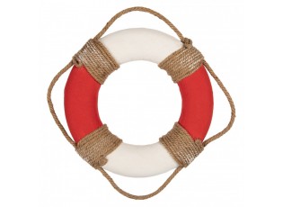 Bílo-červená dekorace záchranný kruh Lifebuoy Nautic - Ø 37*7 cm 