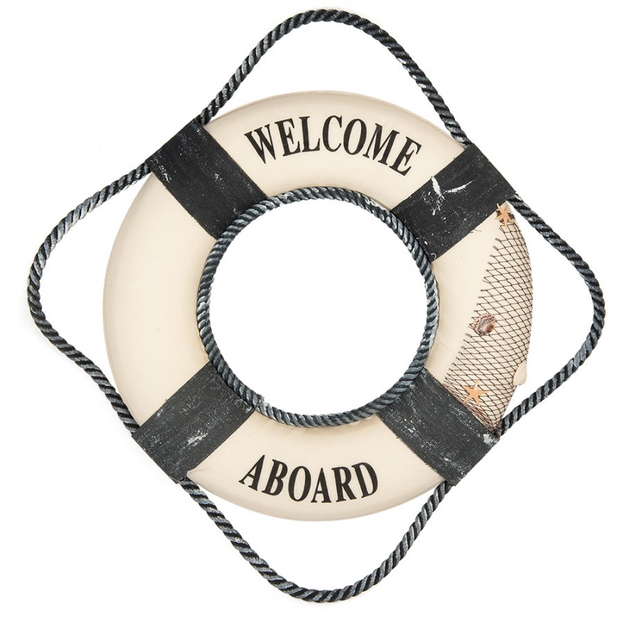 Bílo-modrá dekorace záchranný kruh Lifebuoy Nautic - Ø 31*6 cm