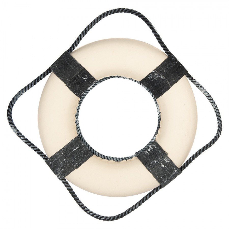 Bílo-modrá dekorace záchranný kruh Lifebuoy Nautic - Ø 31*6 cm