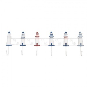 Nástěnný věšák zdobený majáky Lighthouse Nautic - 54*4*17 cm