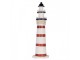 Bílo-červená dřevěná dekorace maják Lighthouse Nautic - Ø 15*48 cm