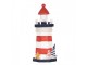 Bílo-červená dřevěná dekorace maják Lighthouse Nautic - Ø 9*19 cm