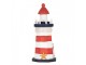 Bílo-červená dřevěná dekorace maják Lighthouse Nautic - Ø 9*19 cm