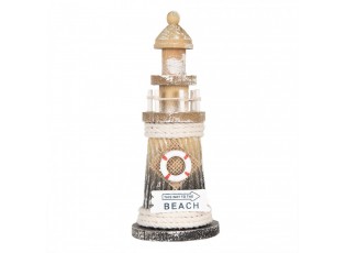 Dřevěná dekorace maják Lighthouse Nautic - Ø 8*19 cm