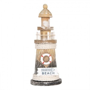 Dřevěná dekorace maják Lighthouse Nautic - Ø 8*19 cm