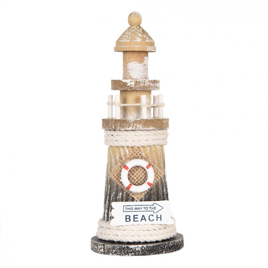 Dřevěná dekorace maják Lighthouse Nautic - Ø 8*19 cm