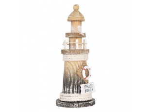 Dřevěná dekorace maják Lighthouse Nautic - Ø 8*19 cm