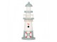 Bílo-modrá dřevěná dekorace maják Lighthouse Nautic - Ø 8*22 cm