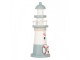 Bílo-modrá dřevěná dekorace maják Lighthouse Nautic - Ø 8*22 cm