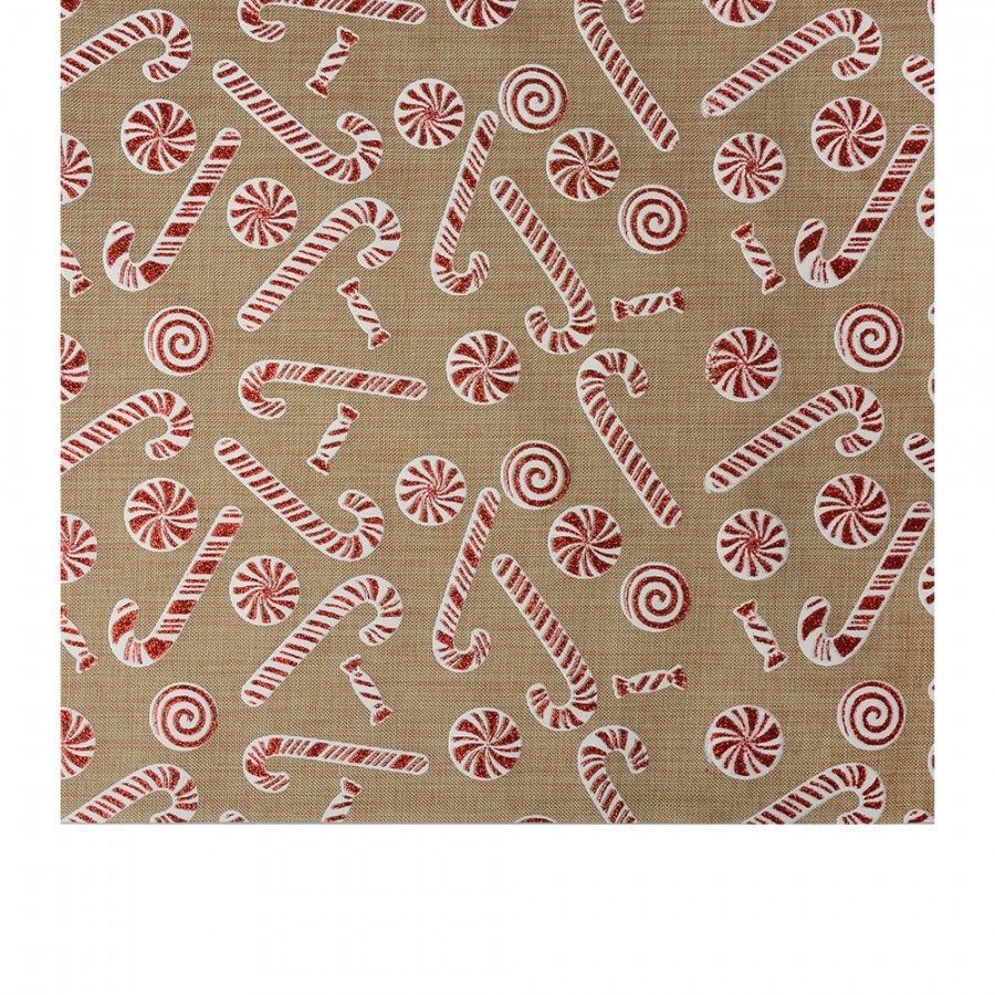 Table Runner 28x275 Cm Beige Red Synthetic Christmas - 28*275 cm
