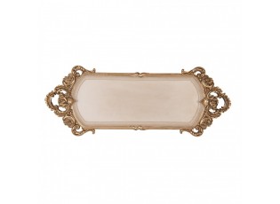 Zlatý antik dekorační podnos zdobený růžemi Baroque - 34*13*3 cm