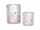Tealight Holder Set Of 2 ? 7x8 / 10x13 Cm Grey Glass Flowers - ? 7*8 / 10*13 cm Clayre & Eef