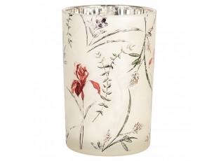 Tealight Holder ? 12x18 Cm Beige Glass Flowers - ? 12*18 cm