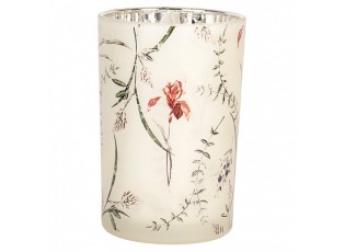 Tealight Holder ? 12x18 Cm Beige Glass Flowers - ? 12*18 cm