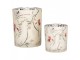 Tealight Holder Set Of 2 ? 7x8 / 10x13 Cm Beige Glass Flowers - ? 7*8 / 10*13 cm Clayre & Eef