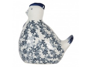 Decorative Figurine Chicken 18x12x21 Cm White Blue Ceramic - 18*12*21 cm