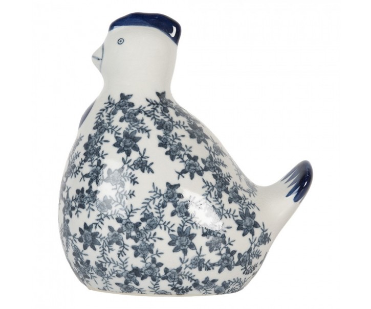 Decorative Figurine Chicken 18x12x21 Cm White Blue Ceramic - 18*12*21 cm Clayre & Eef