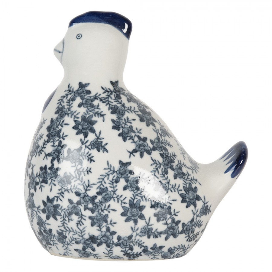 Decorative Figurine Chicken 18x12x21 Cm White Blue Ceramic - 18*12*21 cm