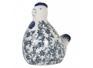 Decorative Figurine Chicken 18x12x21 Cm White Blue Ceramic - 18*12*21 cm