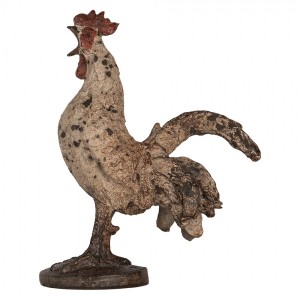 Béžová antik dekorace kokrhající kohout - 26*13*33 cm