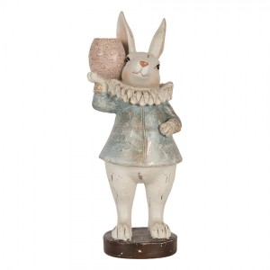 Dekorace figurka králík v modrém kabátku - 11*10*29 cm