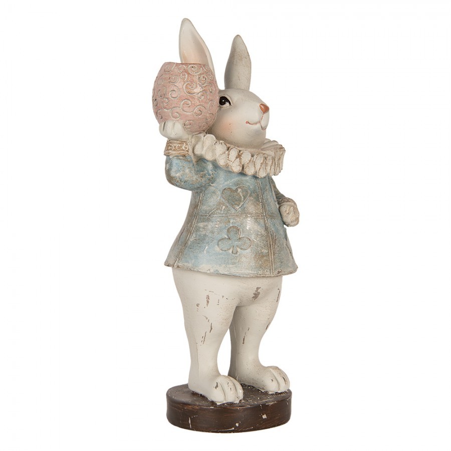 Dekorace figurka králík v modrém kabátku - 11*10*29 cm