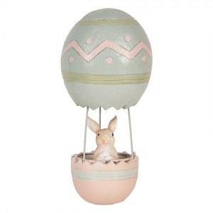 Růžovo-modrá dekorace králík v balónu - Ø 12*25 cm