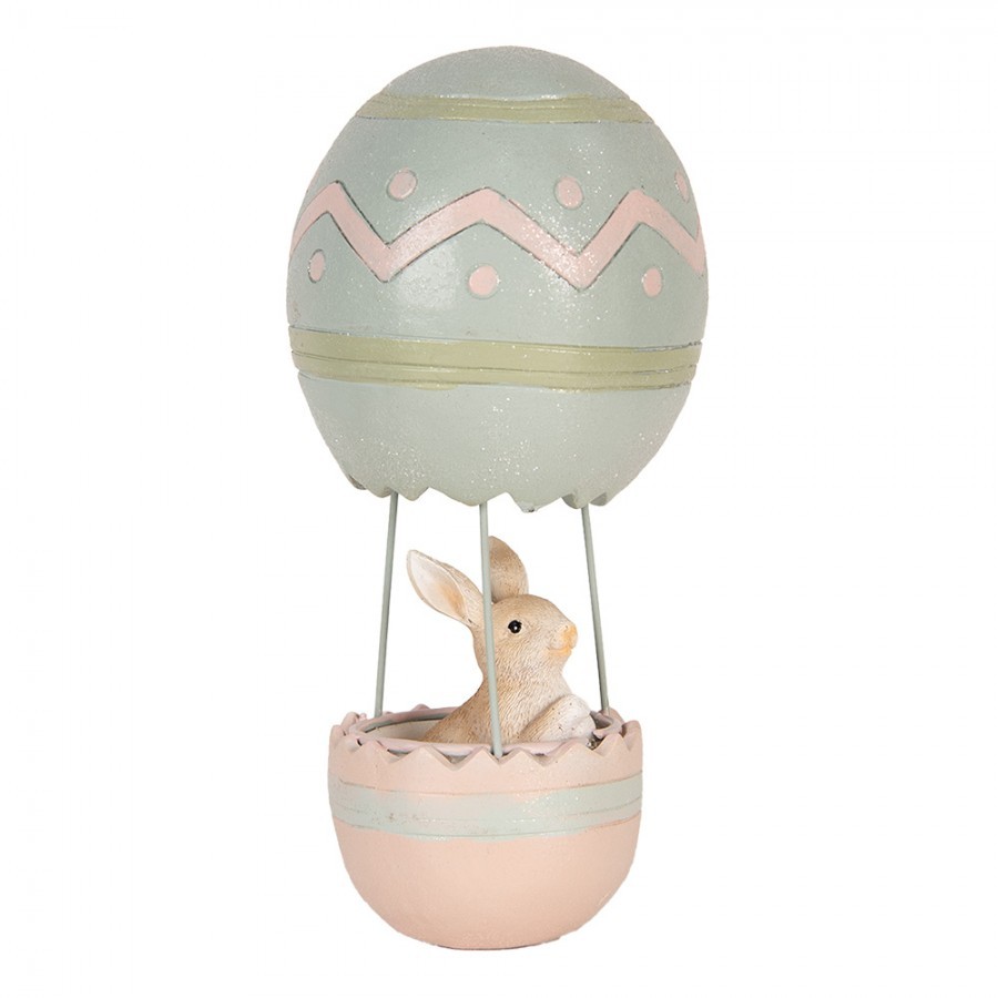 Růžovo-modrá dekorace králík v balónu - Ø 12*25 cm
