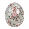 Zelená keramická dekorace vajíčko s květy Floria M - Ø 10*12 cm Barva: šedozelená, růžová, zelenáMateriál: keramikaHmotnost: 0,42 kg