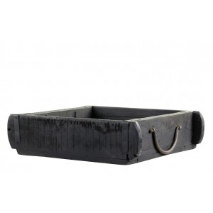 Černá dřevěná retro bedýnka s kovovými uchy Grimaud Brick old - 22*22*7cm