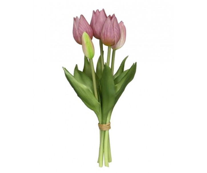 Kytice 5ks fialových realistických tulipánů Tulips - 26 cm