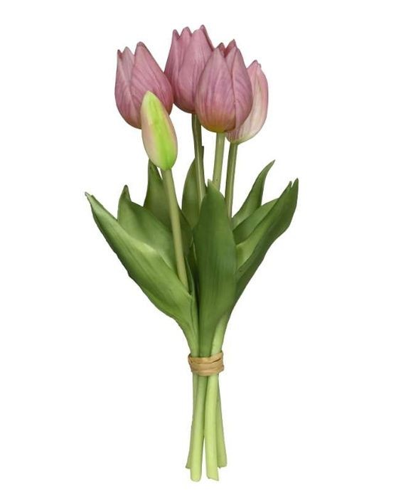 Kytice 5ks fialových realistických tulipánů Tulips - 26 cm