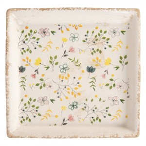 Keramický čtvercový podnos se žlutými kvítky Ylla - 22*22*3 cm