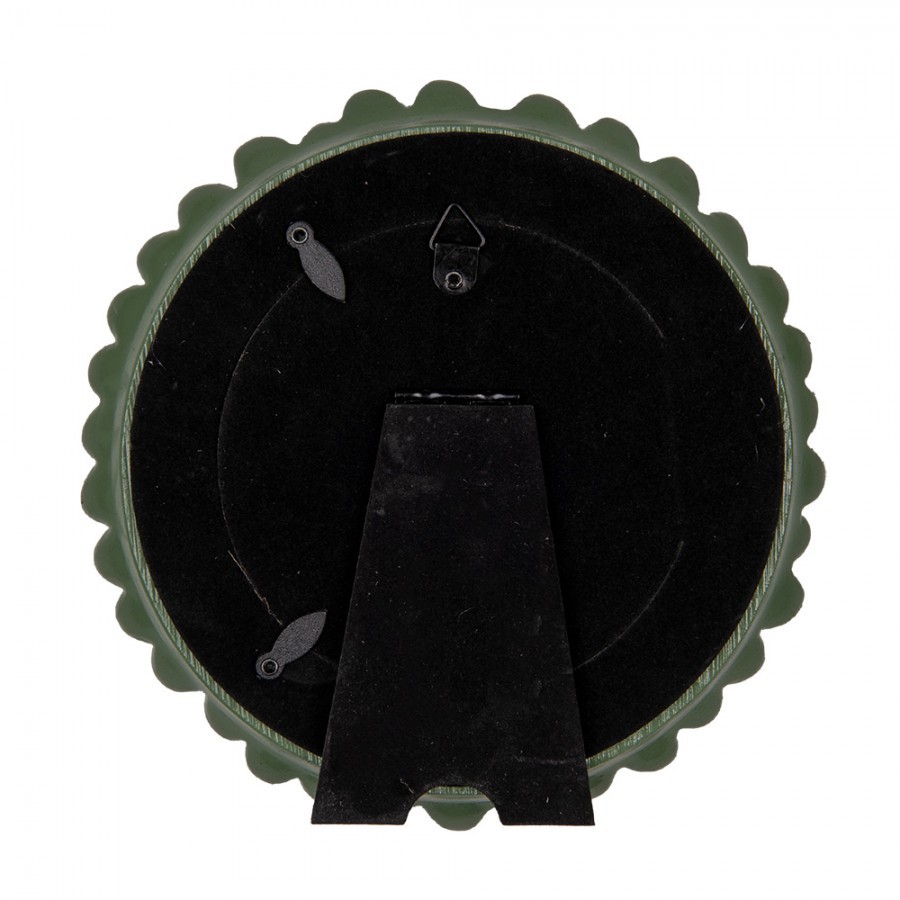Zelený kulatý fotorámeček se zdobným rámem - Ø 17*3 cm / Ø 10 cm