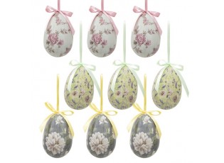 9ks dekorace závěsné vajíčko s květy Spring Egg - Ø 5*7cm