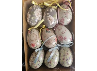 9ks dekorace závěsné vajíčko s květy Spring Egg - Ø 5*7cm