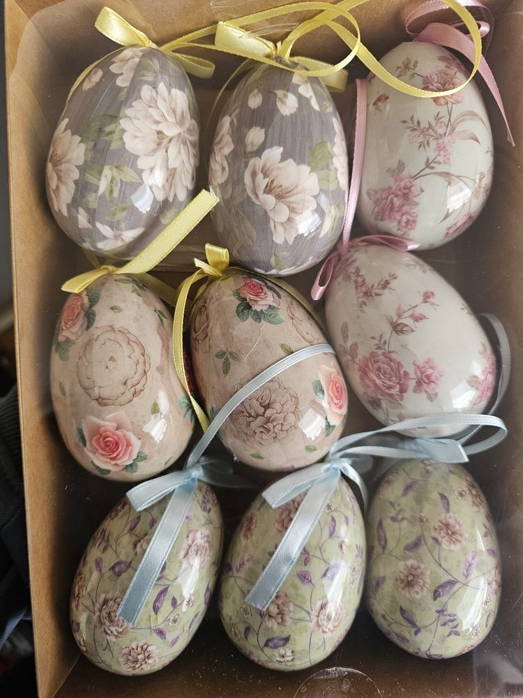9ks dekorace závěsné vajíčko s květy Spring Egg - Ø 5*7cm