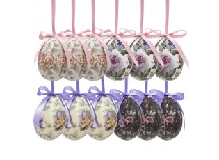 12ks dekorace závěsné vajíčko s květy Spring Egg - Ø 4*5cm