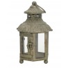 Zelenohnědá antik dekorační závěsná lucerna Romanio - 13*12*22 cm Barva: zelenohnědá antikMateriál: kov/ sklo