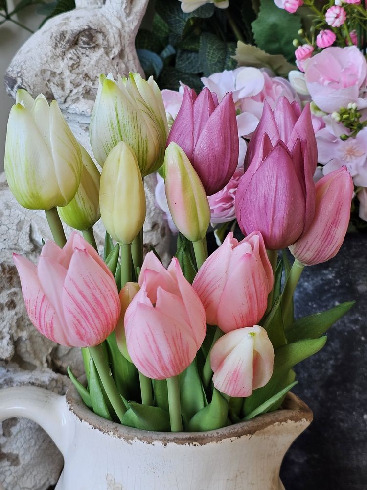 Kytice 5ks bílých realistických tulipánů Tulips - 26 cm Posiwio Kytice 5ks bílých realistických tulipánů Tulips - 26 cm Posiwio