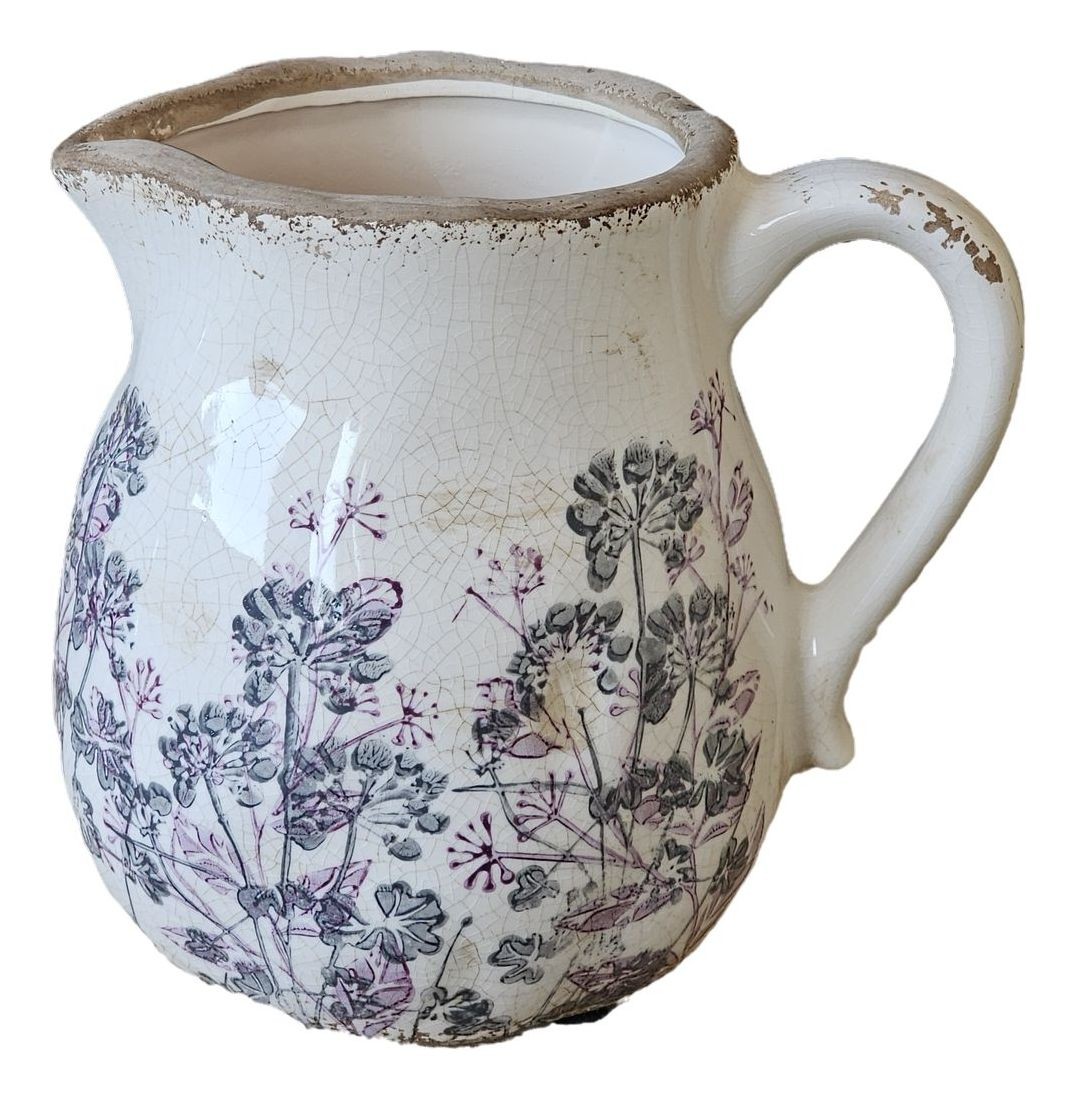 Béžový keramický džbán s růžemi Rossinia M - 16*13*15 cm